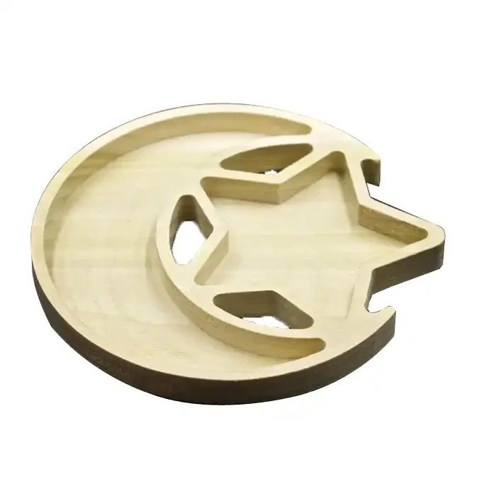 Natural Wood  Crescent Moon Trinket Organizer Moon Star Wood Tray for Crystal Dry Fruit Candy