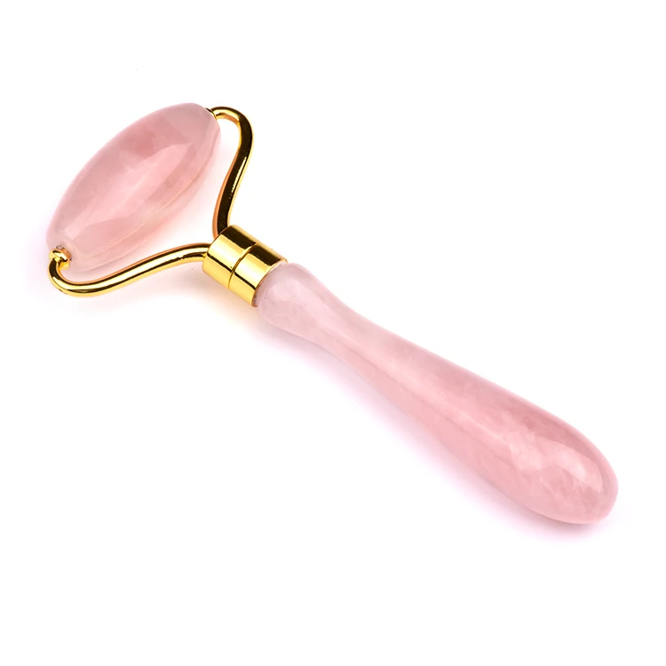 New Upgraded Diy Rose Quartz Roller Natural Stone  Crystal Handle Faceroller With Screw Detachable Roller For Face Anti Aging