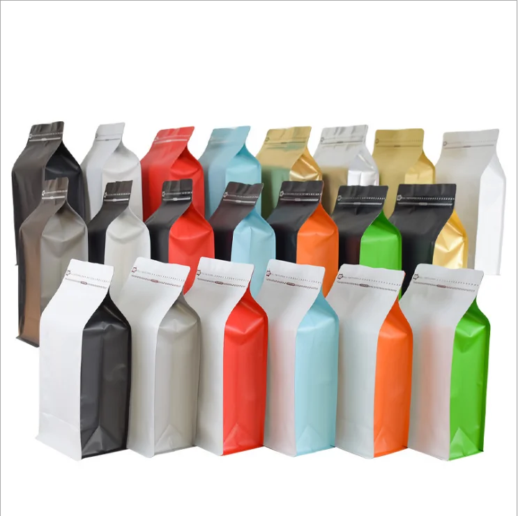 Matte Aluminum Foil Flat Bottom Coffee Bags Coffee Packing Pouch Package With Valve And Zipper