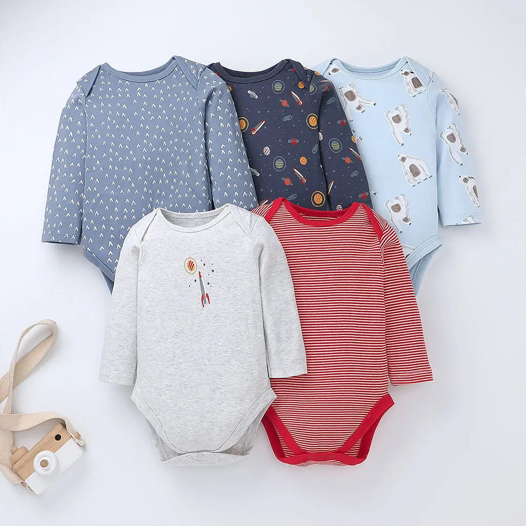 5 Pcs Newborn Baby Clothes Set Infant Romper Toddler Jumpsuit 0 to 24 Months Cartoon Onesie for Baby Short Sleeve Cotton Summer