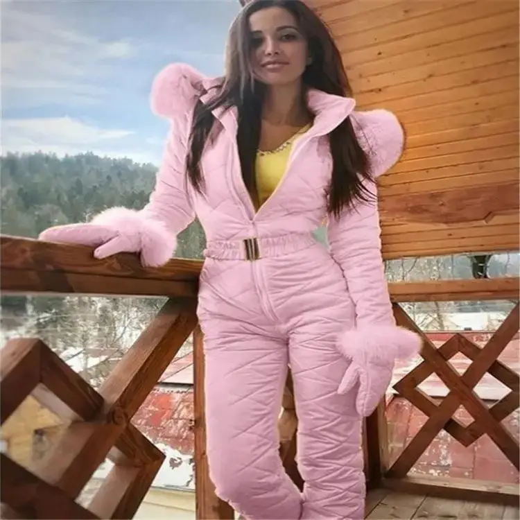 I-0013 Women Plus Size Ski Jumpsuit Jacket Skiing Pant Sets Bodysuits Outdoor Snow Suits Women Zipper hoodie Ski Snow Suit