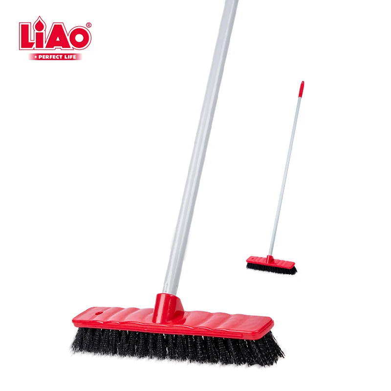 LiAo hard bristle scrub  cleaning brush with long handle for deck floor and bathroom