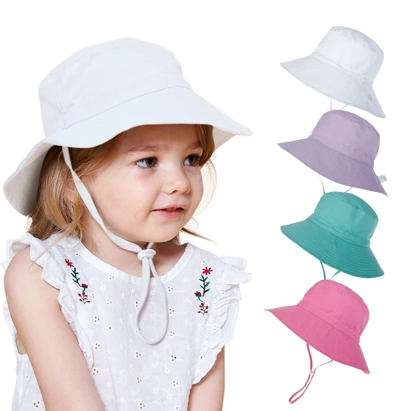 Custom New Design Cotton Kids Bucket Hat Adjustable Size Colorful Baby Toddler Sun Hats Plain Polyester Children Fisherman Hat