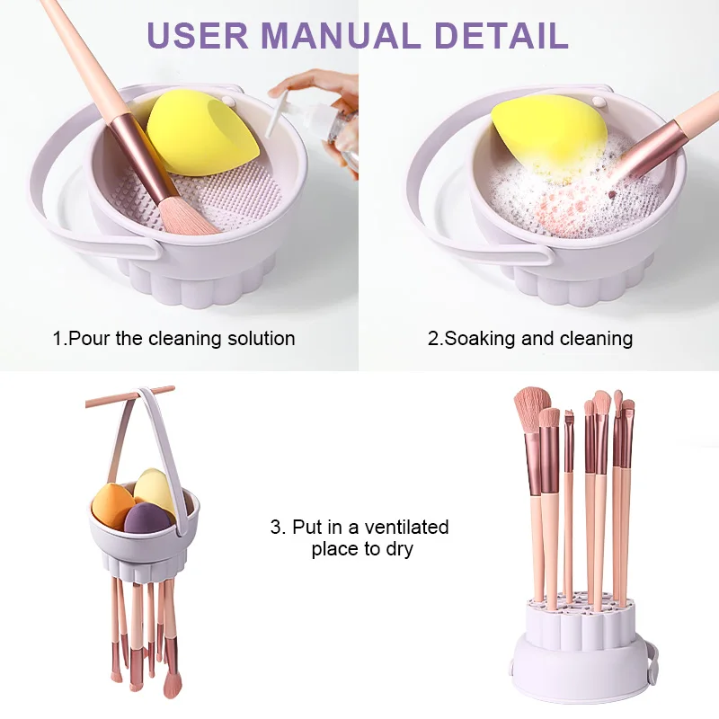 3 In 1 Eye Makeup Brush Cleaner Bowl Silicone Dryer Machine Cosmetics Brushes Washing Cleaning Drying Holder Storage Tool