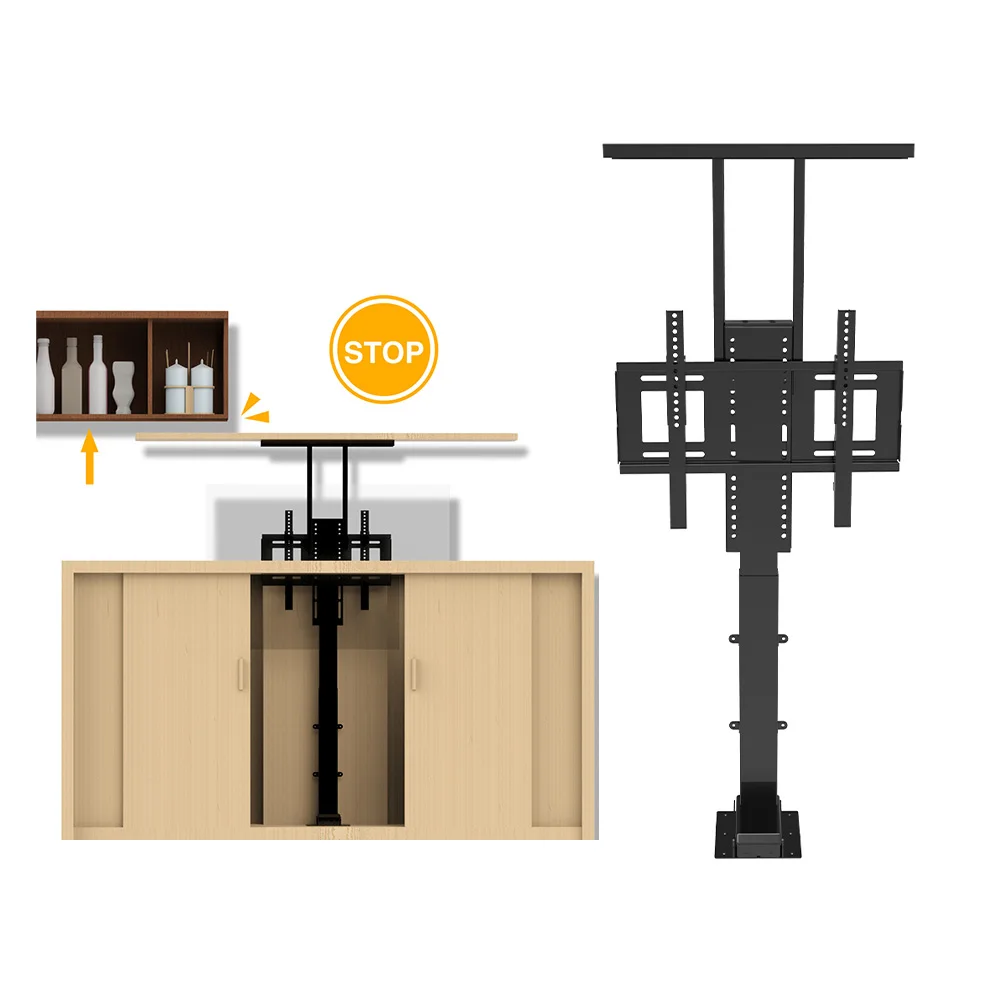 Mechanical Lift Up Tv Motorized Mechanism,Automatic Height Adjustable Electric Tv Motorized Lift Stands For 42 To 70 Inches
