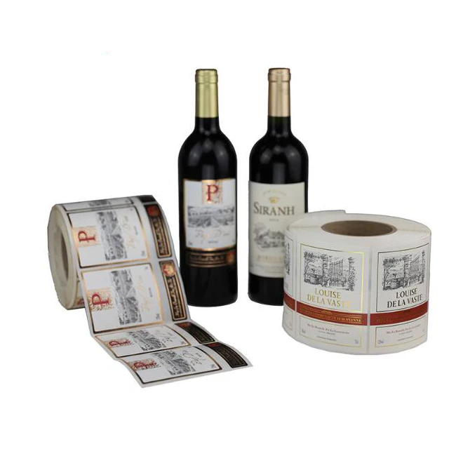 Customized Adhesive Private Wine Labels Waterproof Packaging Stickers Gold Embossed Printed Red Wine Bottle Labels