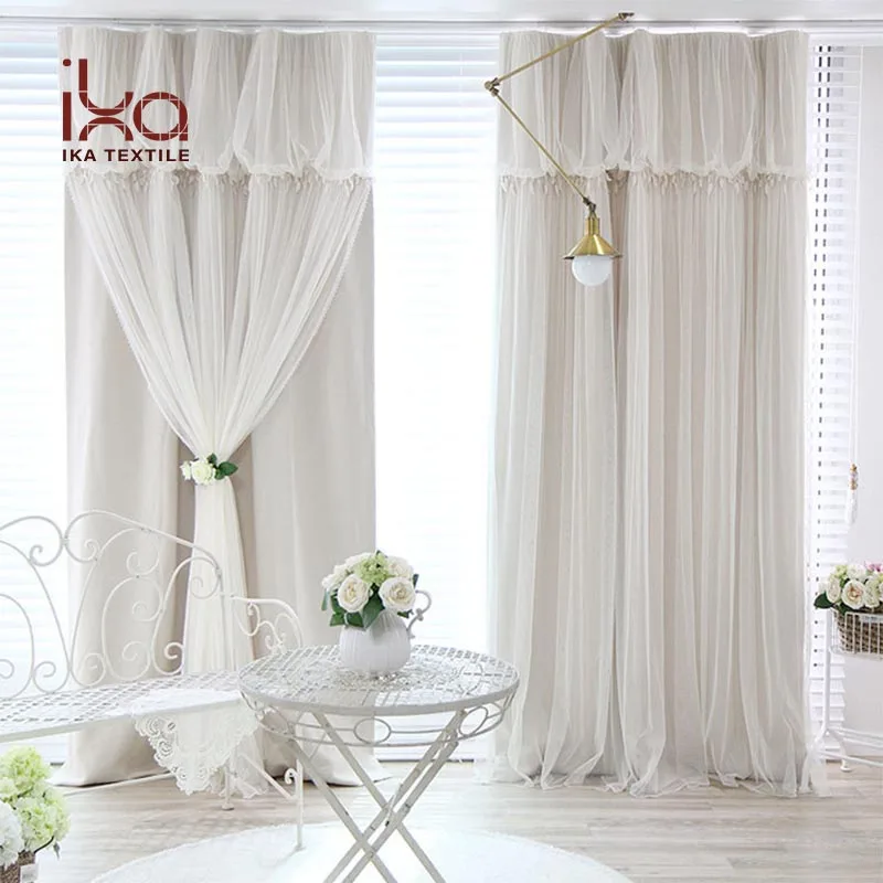 Luxury Vintage Princess Style Lace Voile Wedding Living Room Backdrop Curtains for The Living Room with Attached Valance