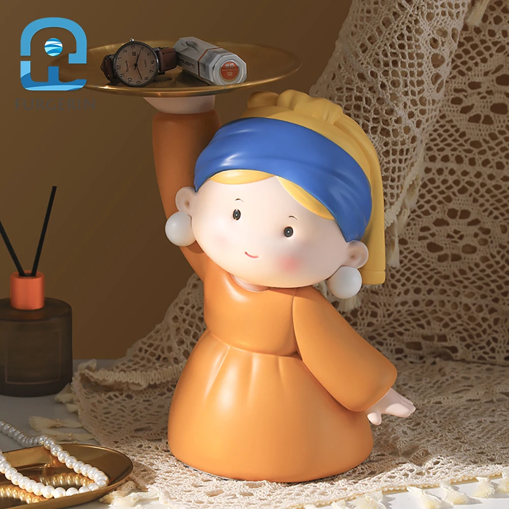 Creative Tray Organizer Ornaments Pearl Girl Home Living Room Decoration Porch Key Nordic Wind Light Luxury High End Handmade