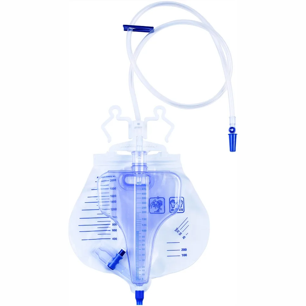 Professional high quality manufacture 2000ml adult valve luxury urine bag with anti-reflux