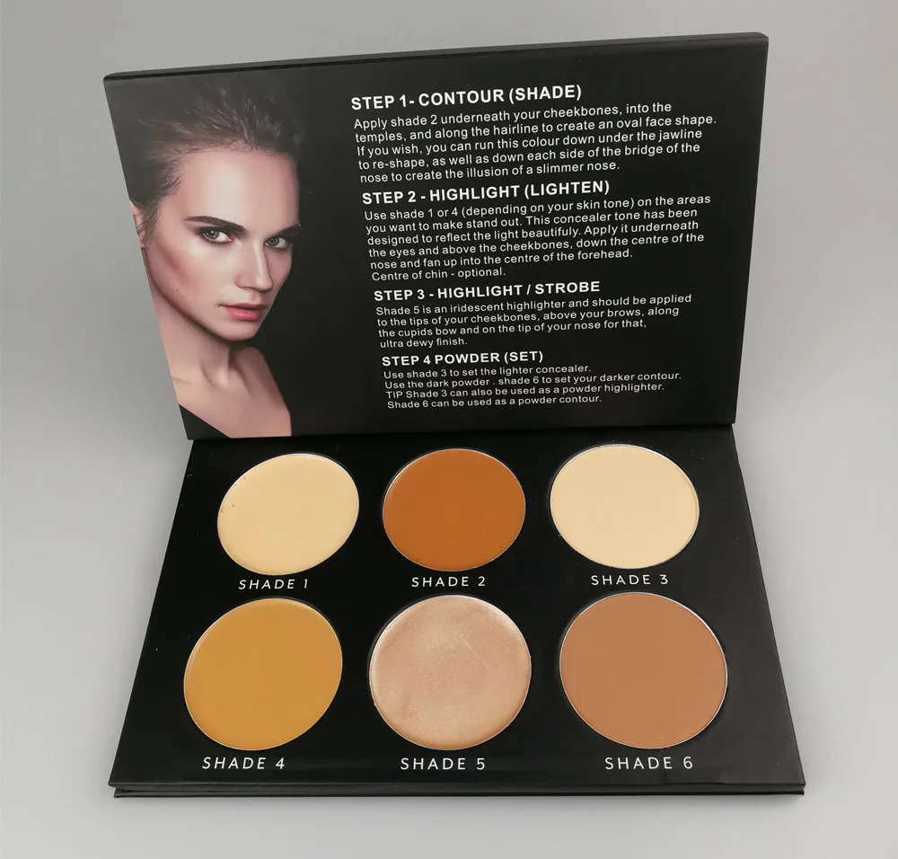Matte Face Foundation Contour Pressed Powder Makeup Private Label Vegan 6 Colors Full Coverage Cream Concealer Contour Palette