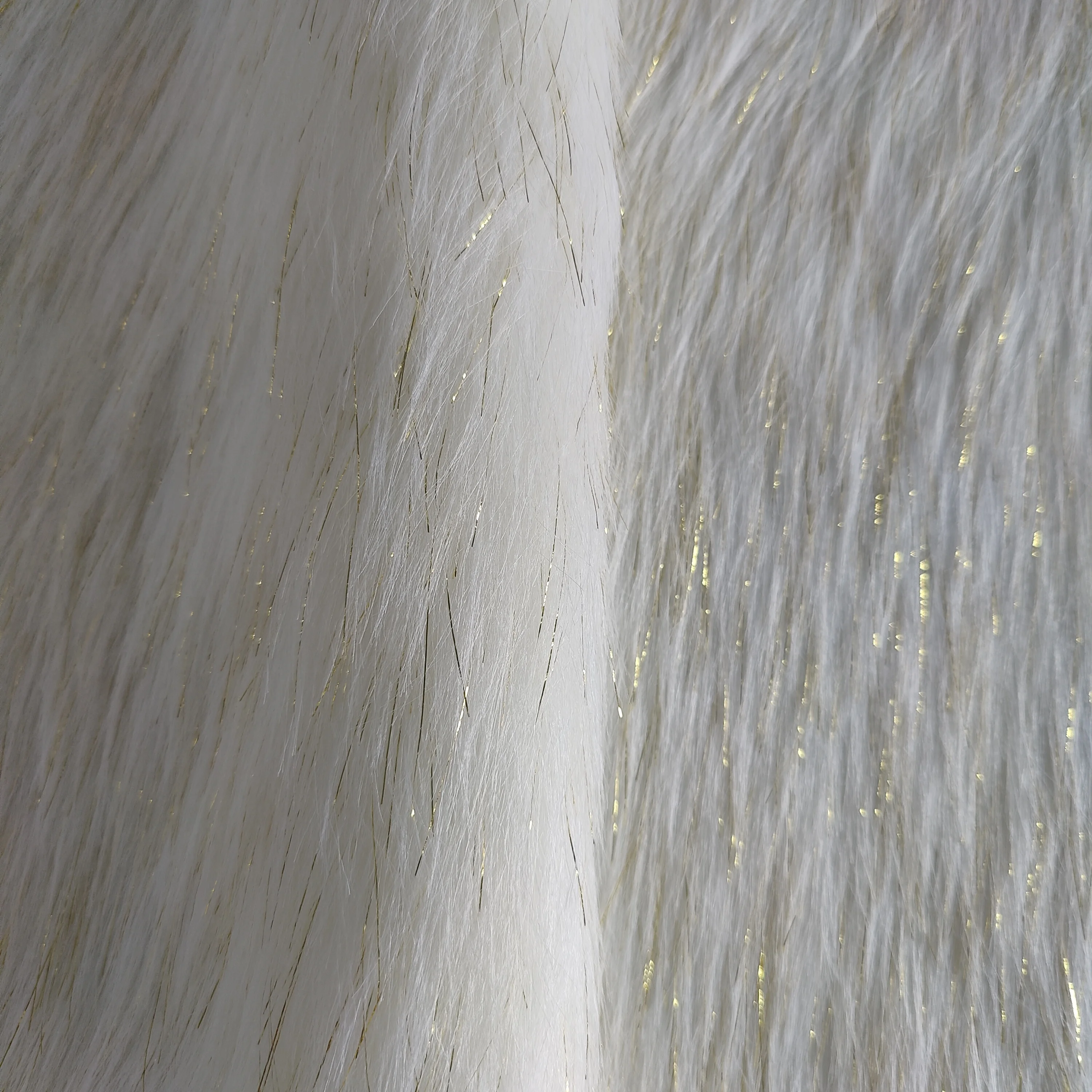 ZY Custom Luxury Faux Animal Skin Fur Gold Filament Plush Long Pile Fur Fabric