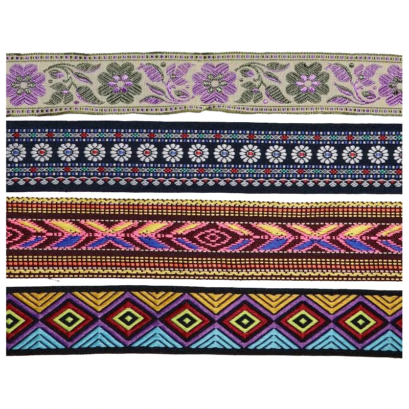 Тесьма из полиэстера высокой плотности с логотипом на заказ жаккардовая лента цветочной вышивкой для украшения сумок подарочной упаковки