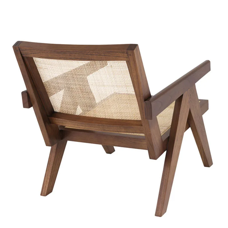 Cheap European Cane Rustic Hand Chair Solid Wood Frame Armchair Rattan Dining Chairs