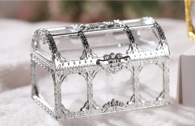 treasure box Gold Transparent Plastic Wedding Gift Boxes Baby Shower Candy jewellery box