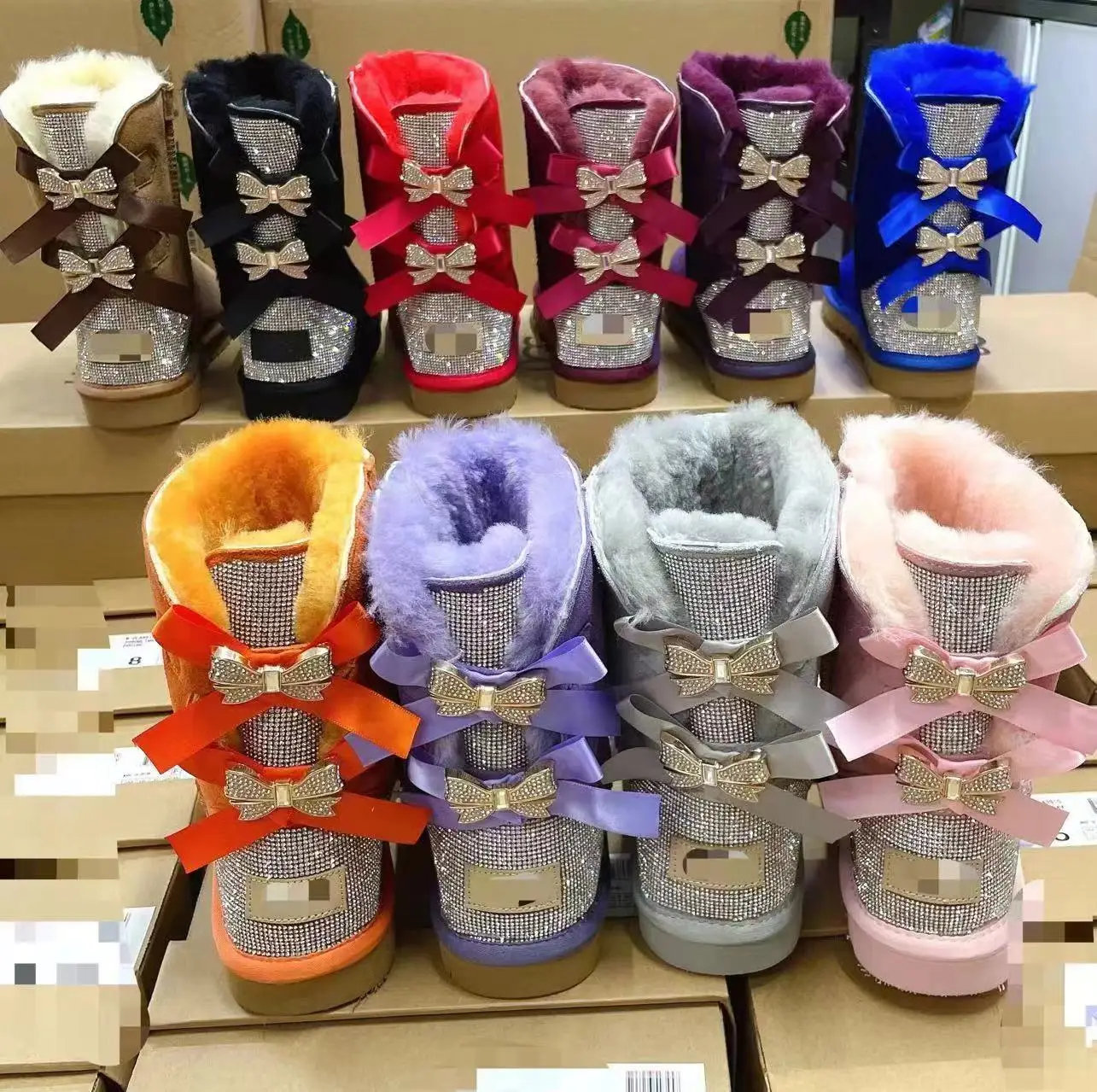 QY1019 2024 Лидер продаж, женские меховые сапоги, оптовая продажа, высококачественные зимние сапоги, дизайнерские шерстяные зимние сапоги