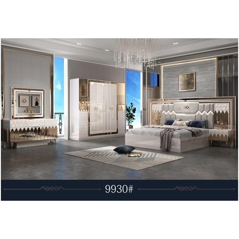 High level  Luxury Five pieces  Bedroom Furniture Bedroom Suit Bed Home Furniture Bedroom Set Standard Size