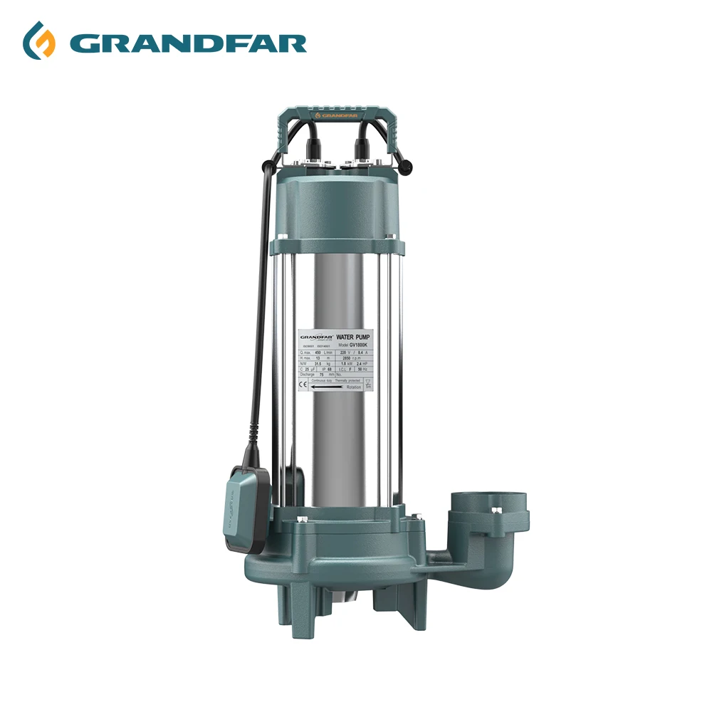 GRANDFAR centrifugal cutting sewage pump slurry grinder dirty trash submersible sewage pump with grinder