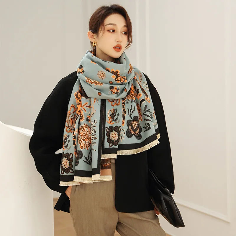 Customized Ladies Cashmere Blanket Shawl Winter Thickening Warm Scarf Spring and Autumn Air Conditioning Shawl