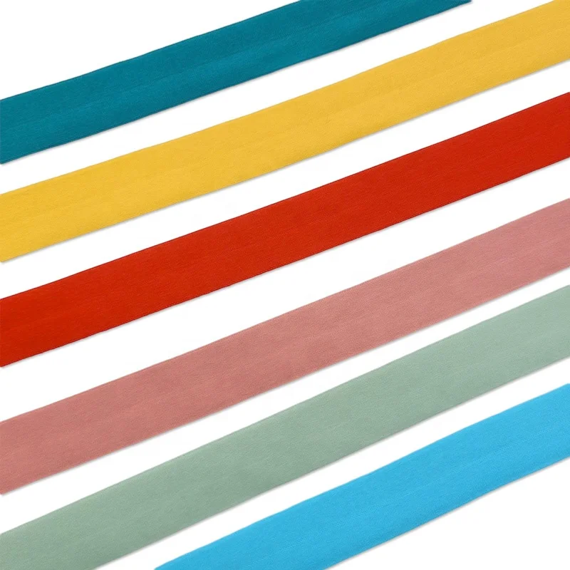Wholesale manufacturers bra elastic band solid nylon Fold over elastic band ribbon binding bias tape for DIY Hair Band clothes