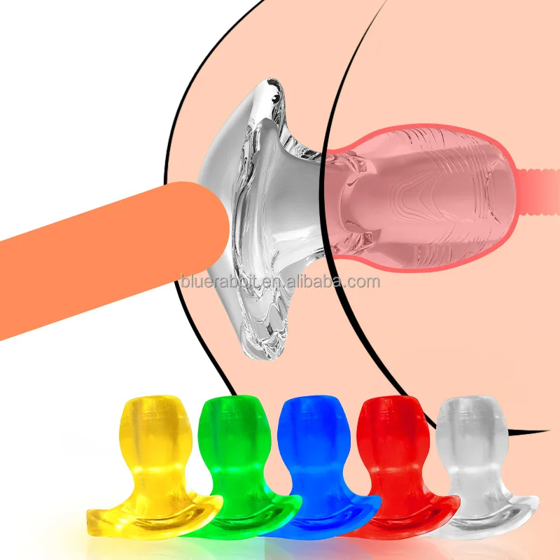 BlueRabbit TPE Hollow Luminous Anal Plug Butt Dilator Enema Vaginal Anus Speculum Expansion Cleaning Anal Sex Toys