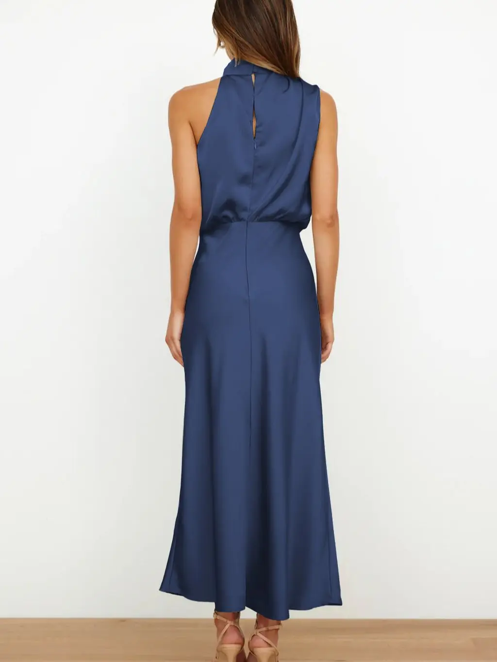 New senior sense of satin sleeveless dress European and American fashion elegant celebrity light evening dresses