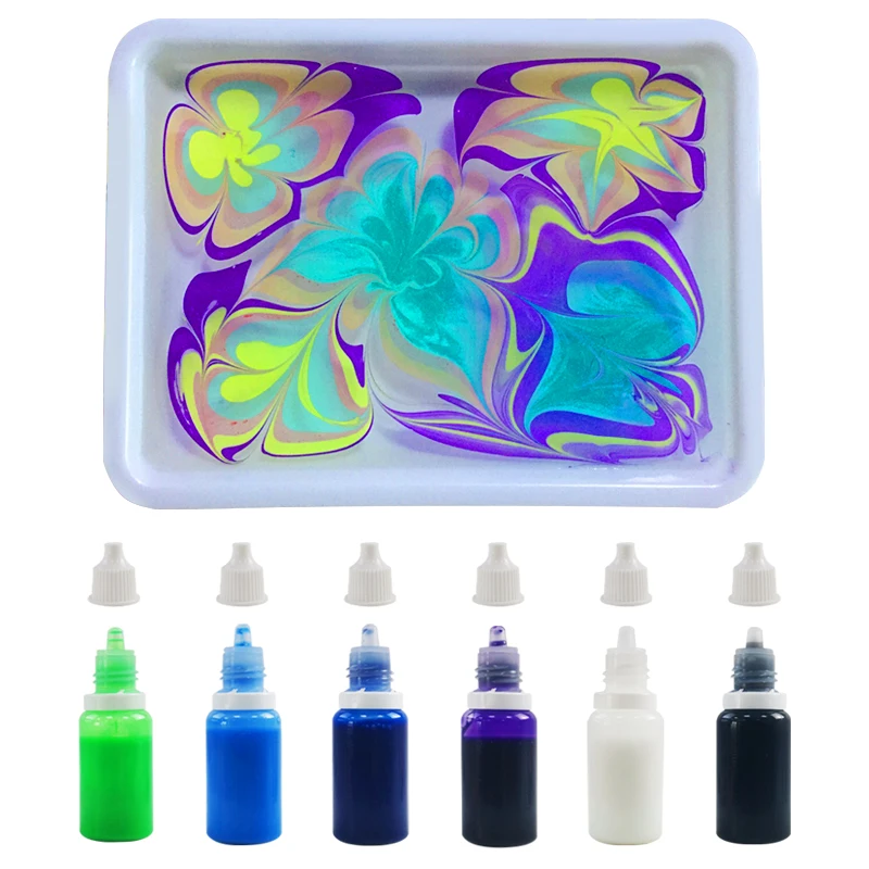 OEM 12 видов цветов пигмент DIY водный Арт Набор для рисования для детей мраморный краски