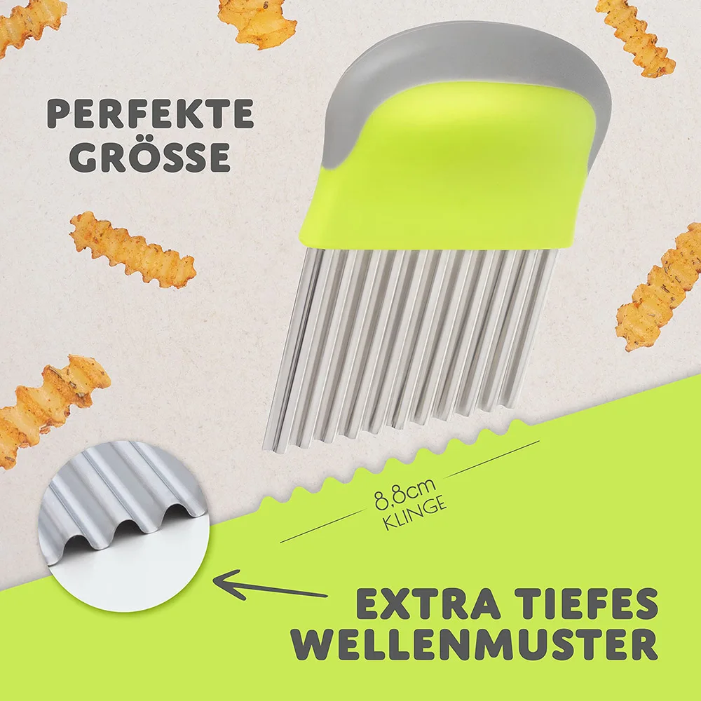 Dishwasher Safe Stainless Steel Corrugated Knife Wave Cutter for Vegetables and Fruit