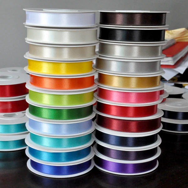China wholesale fabric ribbon pure color gift craft packaging wedding decorative french single double sided satin ribbon 38mm