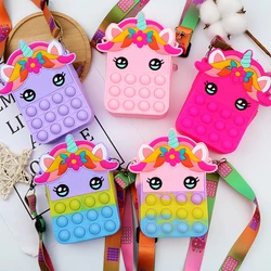all 40 types new unicorn pop slung shoulder bag squeeze coin purse multi model sensory pop fidget bag unicorn