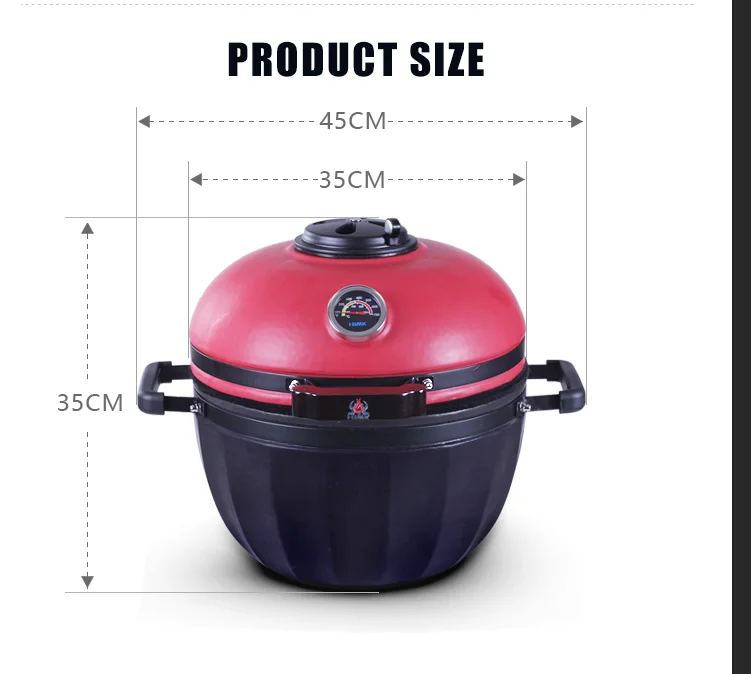 Small Chicken Bbq Grill For Outdoor Garden 10 inch/13inch/16inch RED Ceramic Grill Kamado