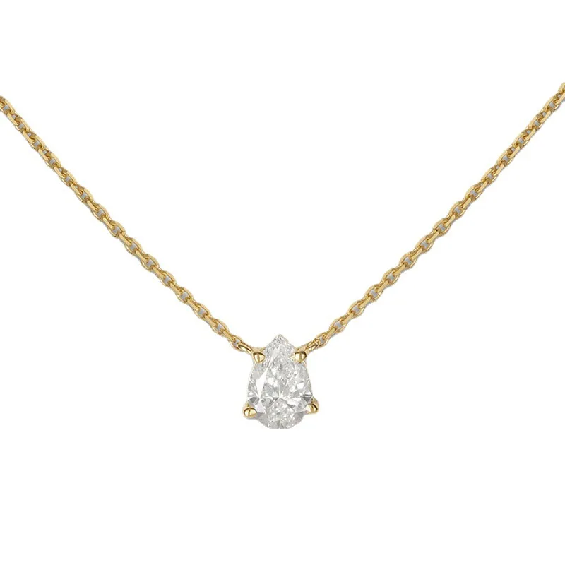 High End 18K Gold PVD Dainty Waterdrop  Oval Zirconia Stainless steel Pendant Crystal Necklace Fashion Stone Jewelry