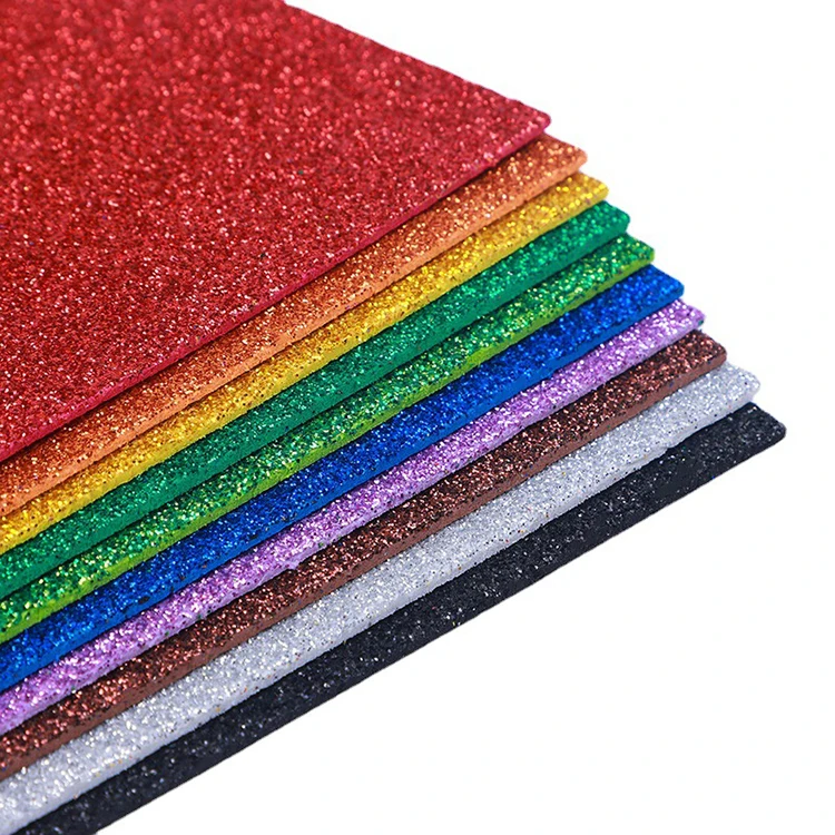 Glitter Foam Paper Sheets Handicraft Rubber Colorful EVA Paper Craft Recycled Waterproof Screen Printing DIY Children A4 Size