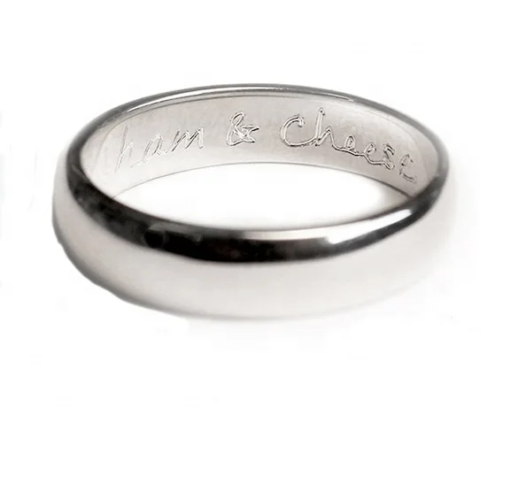 customized 925 silver Jewelry Engagement names engraved wedding ring Engraved Band Ring for Couple
