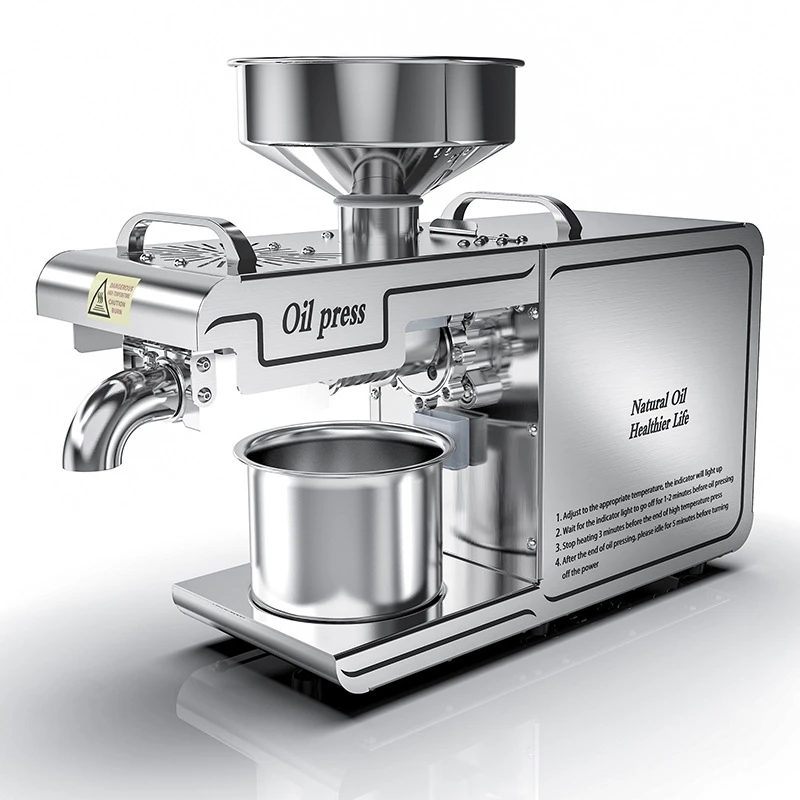 Press Filter Peanut Oil Press Machine High Oil Rate Adjustable Temperature 0-300 Degrees for Engine Oil Power 880 Watts 12 Motor