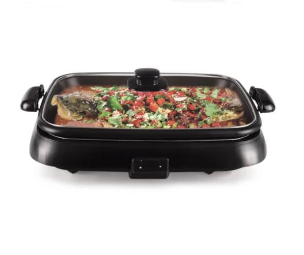 Roast fish griller divided hot pot rectangle electric pan papaer wrap fish removable plate