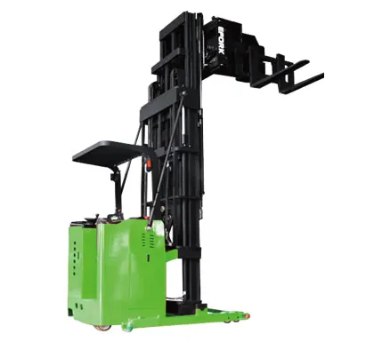 Super Narrow Asile Work 1.5 Ton Three Way Forklift Reach Truck 1500kg With 6m 7m 8 M Lifter