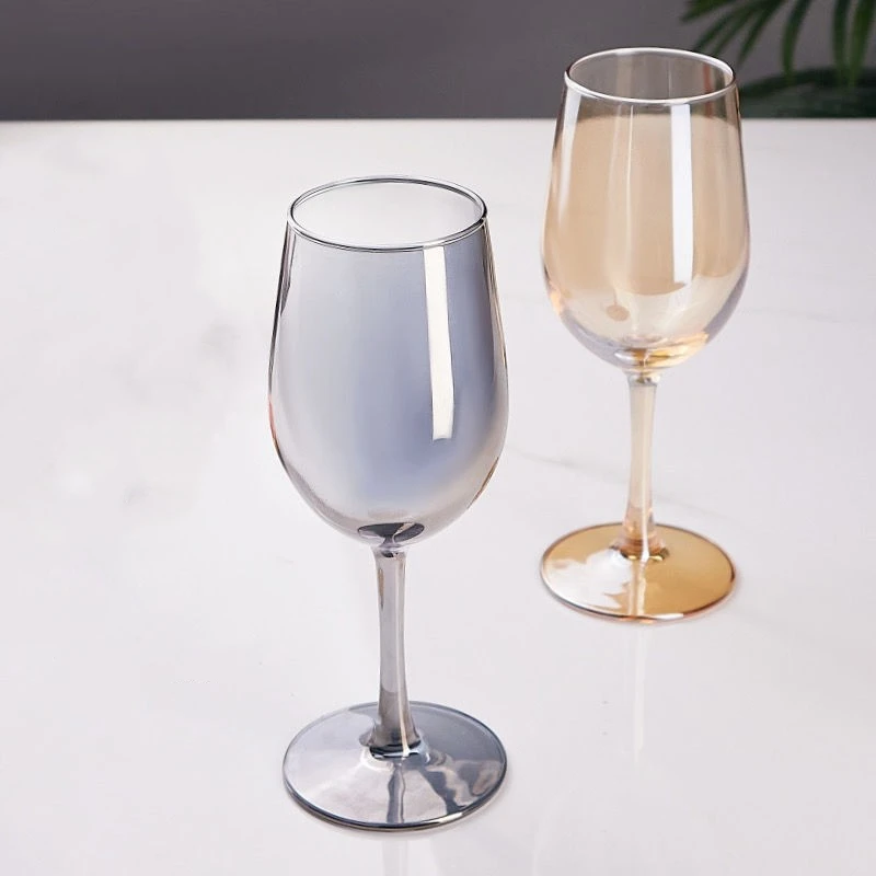 Colorful Blue Crystal Glass Wine Cup Amber Vintage Goblet Set