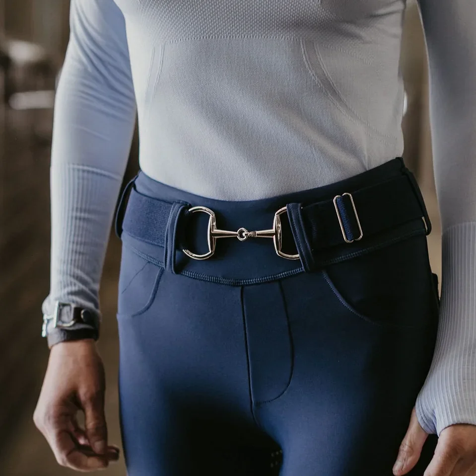 1.75 INCH Gold Horse Snaffle Bit Buckle Equestrian Belt for Rider fabric Elastic Belt Ready to Ship STOCK