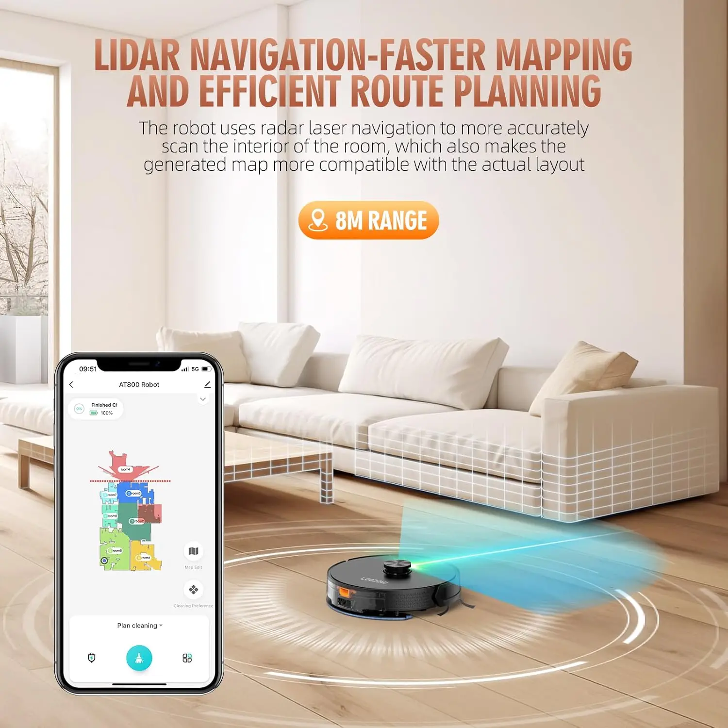 3-in-1 Robot Vacuum and Mop Combo, Self Emptying Station for 60 Days, Robotic Vacuum Cleaner with LiDAR Navigation