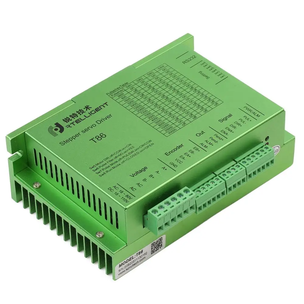 Rtelligent Nema 34 Closed Loop Stepper Motor Driver Kit 12NM 6A Hybrid Stepping 172mm Motor Length Micro Digital 100V DC 80V AC