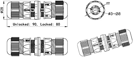 [GIET] Z2-6A M20 RJ45 Waterproof Connector IP68 Ethernet LAN Extension Cable Coupler Network Double Pass CAT6 CAT5E CAT5