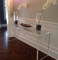 Acrylic console tables/Lucite perspex corner tables/hall ways console