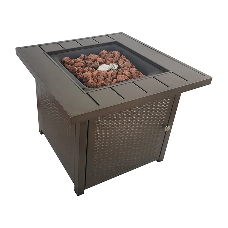 Wood Grain Metal Anti-rust Fire Pits Gas Fireplace Outdoor