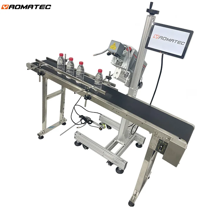 Production Line Flying 37W CO2 Laser Marking Machine Expiry Date Batch Code Laser Printer for Plastic Bags Cable Wire PET Bottle