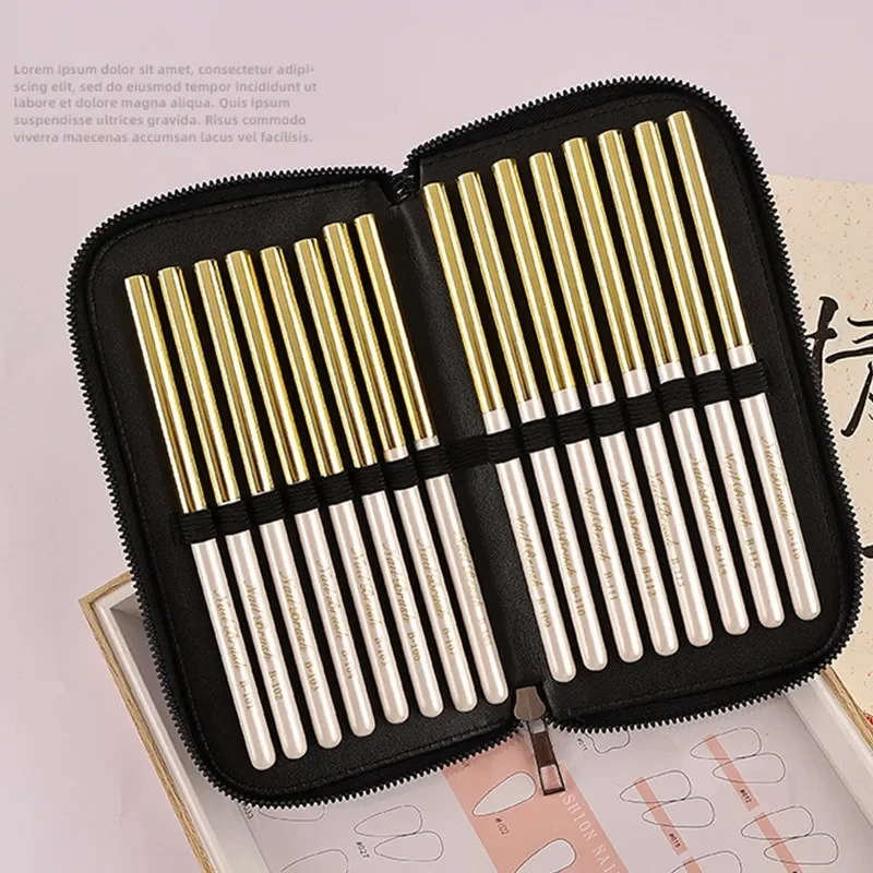 Wholesale Of New Products White Wooden Acrylic Flat Crystal Painting Drawing Carving Pen Fan Design Nail Art Brush