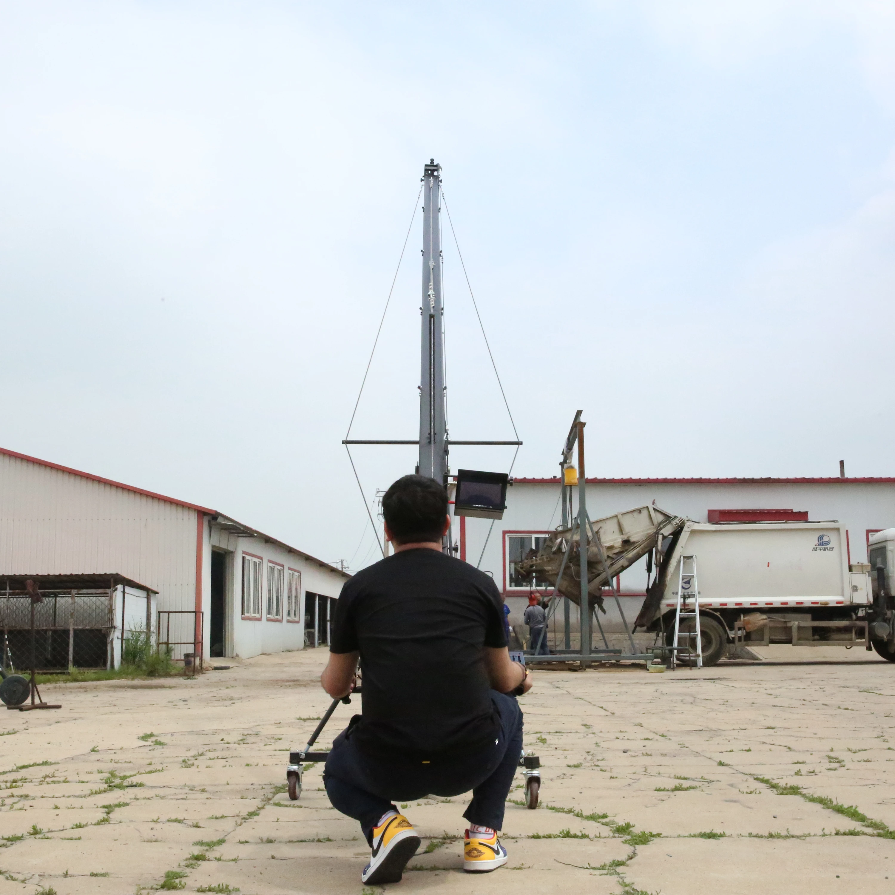 HOT SALE 10m 130mm Triangle Rocker Arm Electronic Video Camera Jib Crane with 2 Axis Head