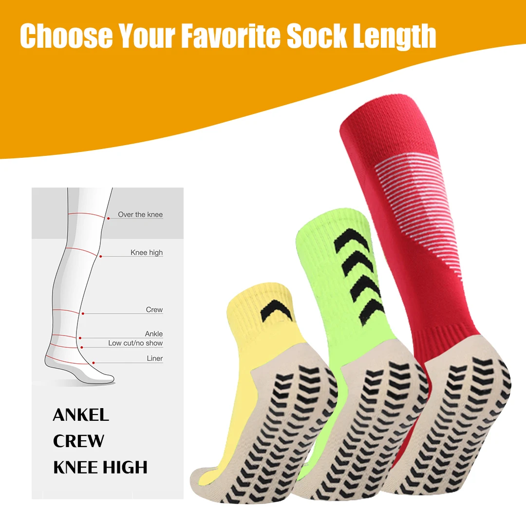 FREE DESIGN & MOCKUP High quality sports sox colorful non anti slip soccer athletic mens custom logo youth football grip socks