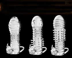 Female G Spot Stimulation Orgasm Condom Extended Penis Sleeve Vibrating Crystal Sleeve For Men