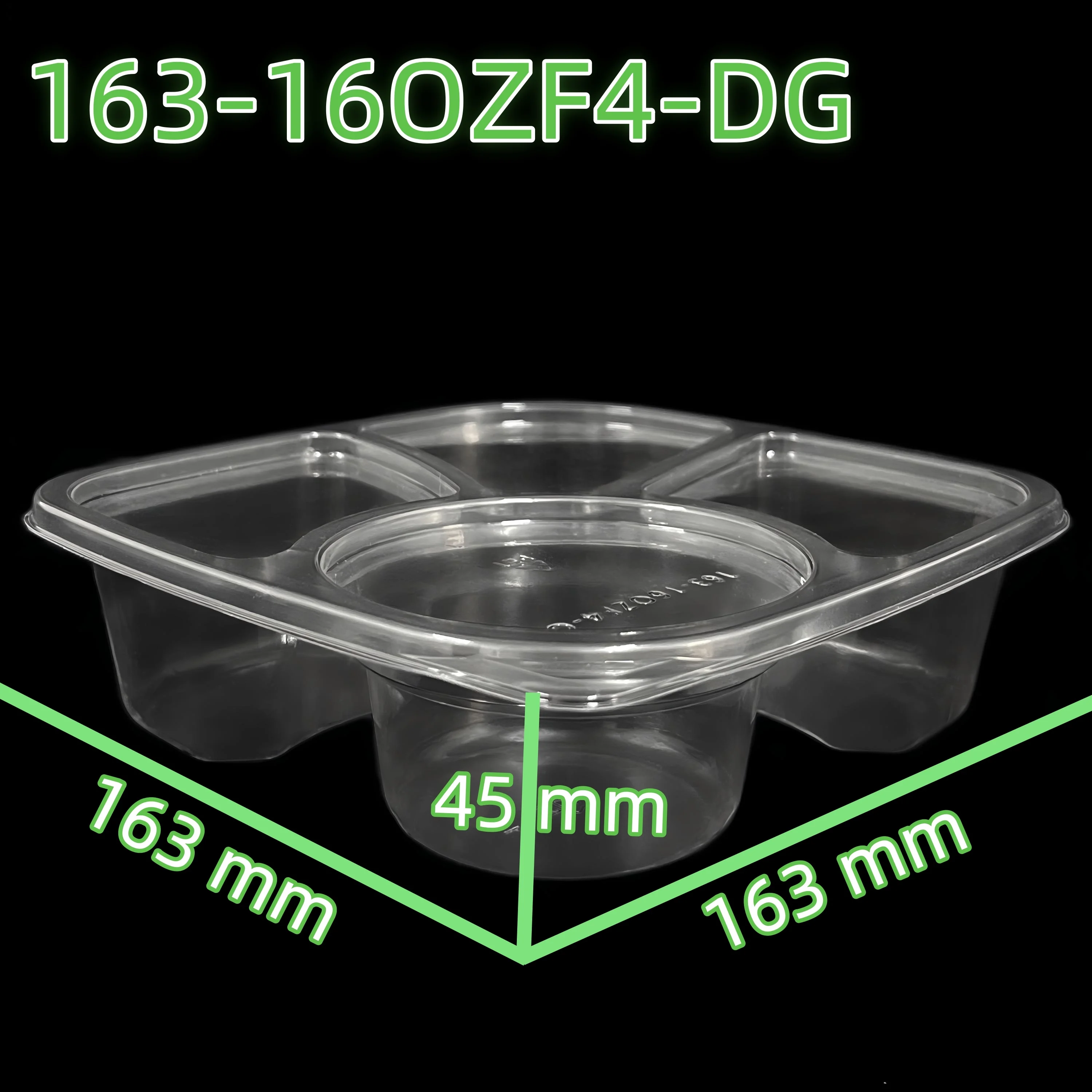Hot Sales 4 Compartment Cativy Eco Friendly Plastic 500ml Food Containers Packaging For Soup And Rice Food Delivery