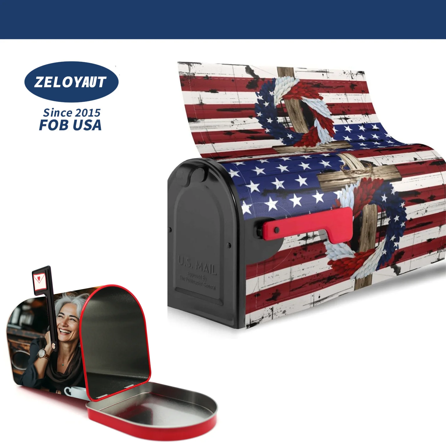 ZELOYAUT innovative waterproof polyester magnetic sublimation mailboxes cover with magnetic collection for garden decor